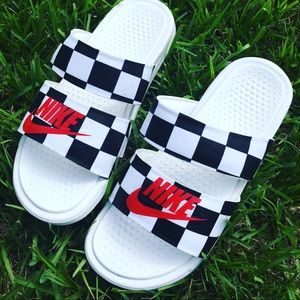 Customized duo Nike slides